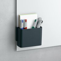 SIGEL GL802 Stifteköcher Artverum M - anthrazit - 12 x 9,40 x 5,10 cm - Kunststoff, Neodym - magnetischer Clip zur Anbringung - für Glas-Magnetboards