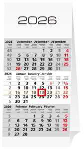 2027  GÜSS Drei-Monats-Tischaufstellkalender