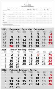 2026 Güss 3-Monatskalender 49x30cm