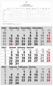 2027 GÜSS 3-Monatskalender