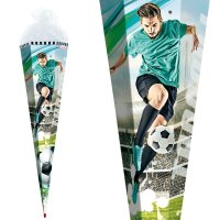 Motiv-Schultüte Fußballstar 85cm eckig Rot(h)-Spitze Netzverschluss