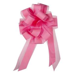 Star Ziehschleife mit Tüll rosa 10er Box Ø19cm