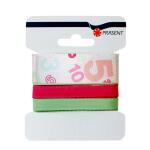 Roth Schleifenband Numbers-Rosa, 2,5/1/1 cm x 4,5 m, 3er...