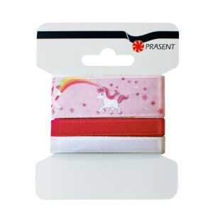 Präsent Schleifenband Einhorn 3er Karte 25/1/1cmx45m