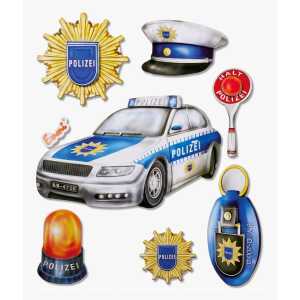 HobbyFun XXL 3D-Sticker Polizei 8 Teile 30 x 30cm