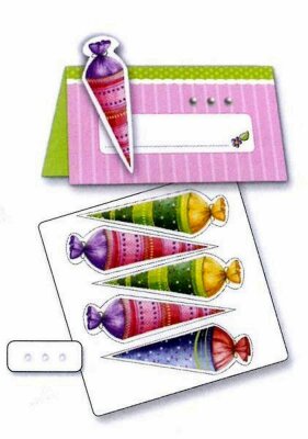 Roth 3D-Tischkarte pink 5x9 cm 6er Blister Hallo Schule