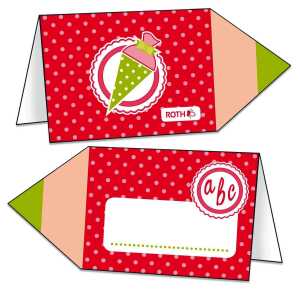 Roth Schulanfangs-Serie Tischkarte "Stift" pink-grün
