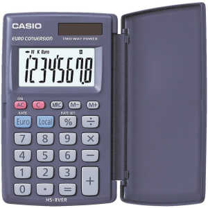 Taschenrechner LCD 8stellig Euro CASIO HS8VER 63x104x10mm BxHxT