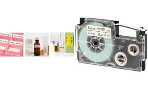 Casio Schriftband XR-18 WE 18mm, Schwarz auf Weiß