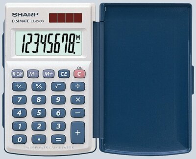 Sharp Taschenrechner EL-243S grau, harte Schutzhülle klappbar