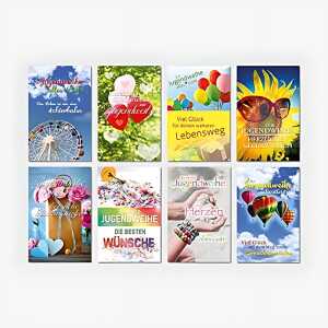 Faltkarte Jugendweihe 11 x 17 cm 8 Motive 40 Karten