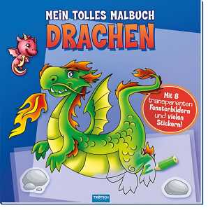 Malbuch Drachen 22 x 22 cm , 33 Seiten, Softcover, 8 Fensterbilder