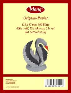 Origami Papier 115x87mm 500 Blatt 400ws/75sw/25rt Schwan Faltanleitung