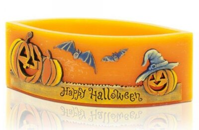 Halloween Lampion mit 2 Teelichtern orange rund 265mm x95mm