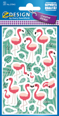 Zweckform Schmucketikett Flamingos 57043 Papier Inhalt: 2 Blatt, Material: Papier, Avery