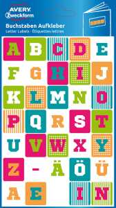Schmucketikett Aufkleber A-Z 63002 Inhalt: 2 Blatt, Papier, Buchs