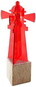 Elliot Lichtzauber Leuchtturm 3D 20cm rot Holzsockel 5x5cm