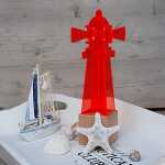 Elliot Lichtzauber Leuchtturm 3D 20cm rot Holzsockel 5x5cm