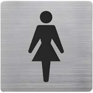Piktogramm, WC Damen Edelstahl gebürstet, 90 x 90 mm, mit Selbstklebepad