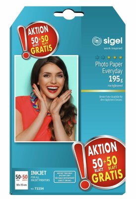 SIGEL T1154 Inkjet Fotopapier - 100 Blatt - hochglänzend - weiß - 195 g/m²