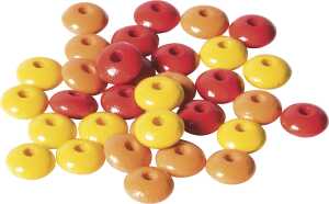 Holzlinsen-Mix Stärke: 5 mm Ø 10 mm Buche Deutschland gelb orange rot