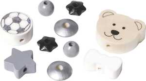 Holzperlen-Mix Fußball Buche Ahorn Deutschland schwarz weiss