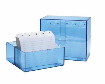 Wedo Karteibox A6/200 gefüllt tr.bl incl. Karten und Register