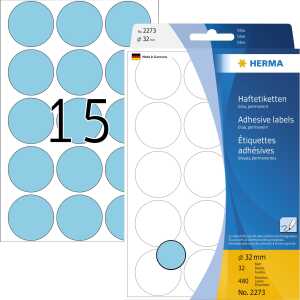 HERMA Markierungspunkt 32mm Papier blau 480 Etik./Pack.