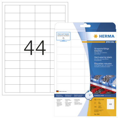 Herma Etiketten stark haftend 48,3 x 25,4 mm Folie weiss wetterfest 10 Bl 440 Etik. LaserCopy