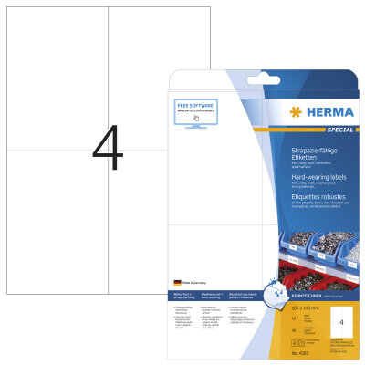 Herma Etiketten stark haftend 105 x 148 mm Folie weiss wetterfest 10 Bl 40 Etik. LaserCopy