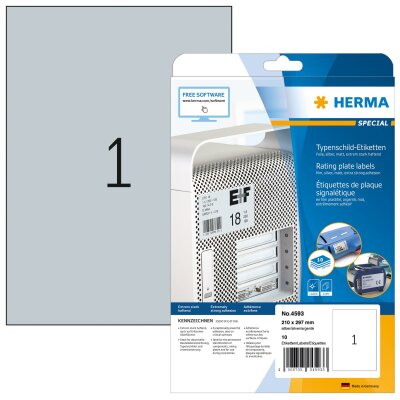 Herma TYPENSCHILD Etiketten  A4 10 210x297 SILBER