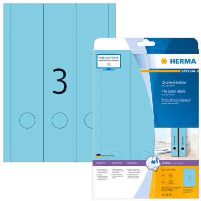 Herma ORDNERETIKETTEN A4 20 61x297 BLAU