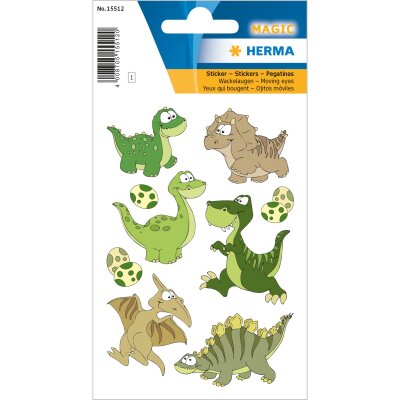 Herma Sticker MAGIC Tiere Dinokinder Wackelaugen 1 Bl