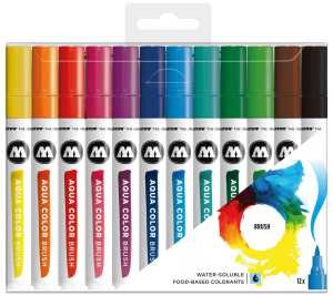 Molotow Marker AQUA COLOR BRUSH 12er Etui, Basic Set 1, sortiert