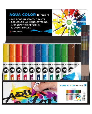 Molotow Brush Pen Aqua Color Brush Sets Display 8x12 Sets (96 Stück)