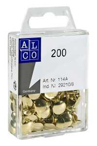 Reißnägel ALCO, vermessingt, Ø 9 mm, doppelt vernietet, SB-Dose à 200 Stück