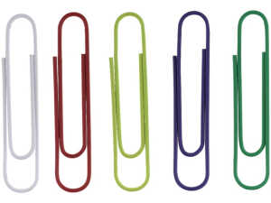 Aktenklammern, kunststoffüberzogen, bunt gemischt, 50 mm, Dose à 100 Stück