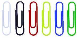 Briefklammern, kunststoffüberzogen, bunt gemischt, 32 mm, rund, Dose à 100 Stück