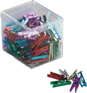 Mini-Wäscheklammern, bunt metallic, 25 mm, Dose à 20 Stück