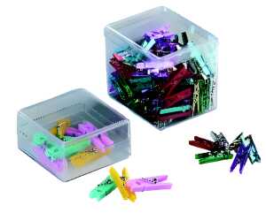 Alco Klammer für Glückwunschkarte Kunststoff 25mm sortiert 100 Stück