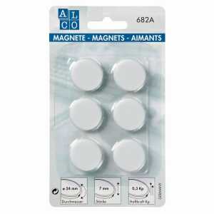 Alco Haftmagnet 7mm Ø 24mm weiß 6 Stück