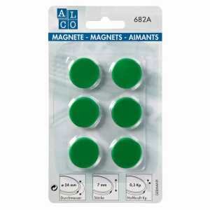 Alco Haftmagnet 7mm Ø 24mm dunkelgrün 6 Stück