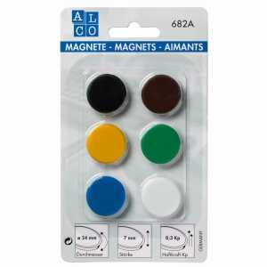 Alco Haftmagnet 7mm Ø 24mm sortiert 6 Stück