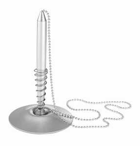 Alco Kugelschreiberständer Metall mit Kette beige