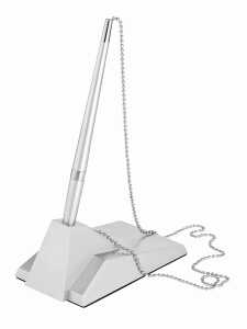 Alco Kugelschreiberständer Kunststoff mit Kette beige