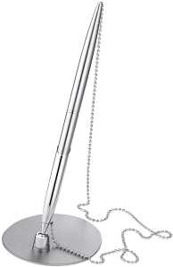 Alco Kugelschreiberständer Metall mit Kette silber
