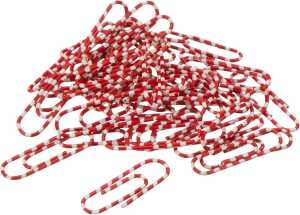 Briefklammern ZEBRA, Weiß-Rot, kunststoffüberzogen, 28 mm, rund, Dose à 100 Stück