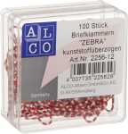 Briefklammern ZEBRA, Weiß-Rot, kunststoffüberzogen, 28 mm, rund, Dose à 100 Stück