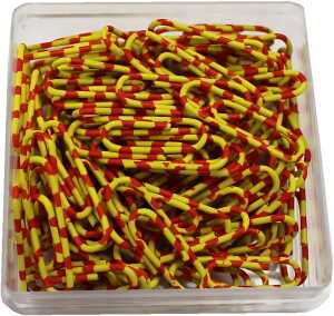 Briefklammern ZEBRA, Gelb-Orange, kunststoffüberzogen, 28 mm, rund, Dose à 1000 Stück