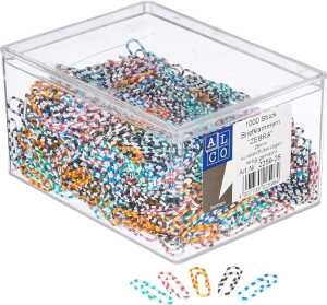 Briefklammern ZEBRA, bunt gemischt, kunststoffüberzogen, 28 mm, rund, Dose à 1000 Stück